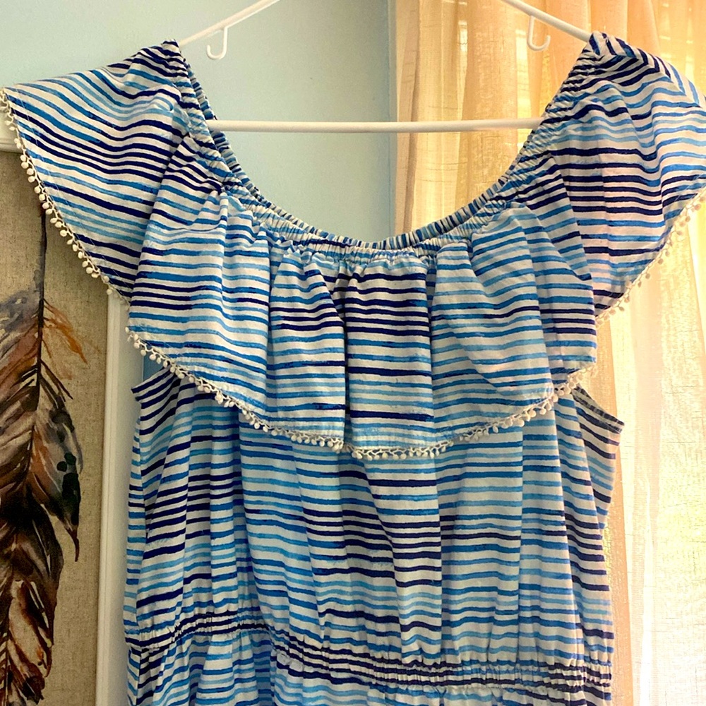 Blue striped cotton summer dress